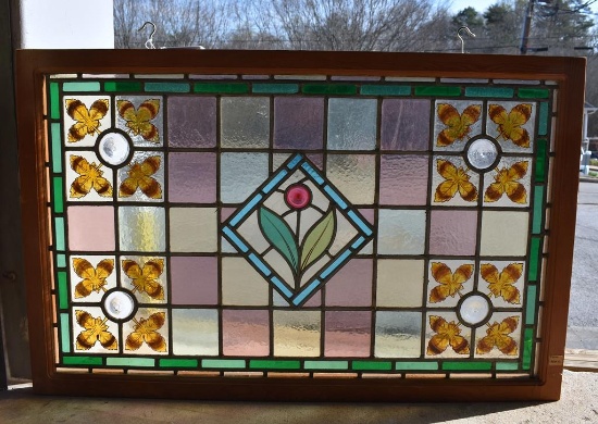 Beautiful Antique Stained Glass Window Panel from Ireland