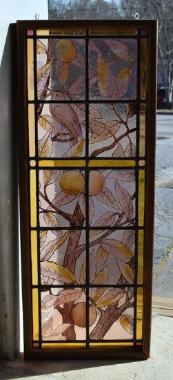 Lovely Vintage Stained Glass Window Panel with Birds Motif