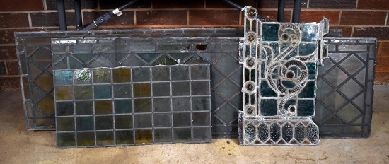 Lot of Antique Stained Glass Windows in Need of Repairs