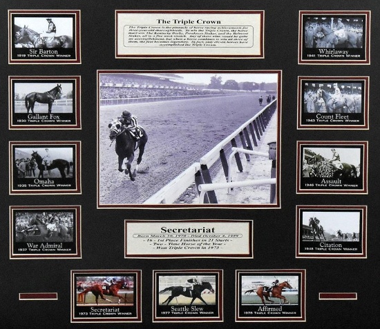 Framed Collection of Photographs of Triple Crown Winners from 1918 to 1978