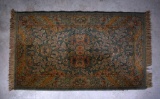 New Zealand Wool Green & Rust Colored 2 x 4 ' Area Rug, Egypt