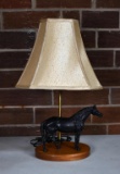 Vintage Cast Iron Horse Figural Table Lamp