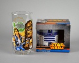 Star Wars R2-D2 Character Mug (In Box) and Star Wars 1977 Chewbacca Collector's Glass