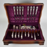1847 Rogers Bros Silverplate Flatware Set with Storage Box, 8 Placesettings, 59 Pieces