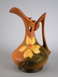 Vintage Roseville Art Pottery 17-10” Brown “Clematis” Pitcher Vase
