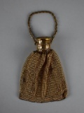 Vintage Posh Gold Mesh Reticule with Hinged Engraved Lid