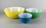 Three Vintage Pyrex Mixing Bowls