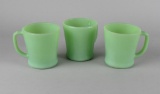 Three Vintage Fire King Jadeite Restaurant Coffee Mugs