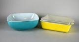 Two Vintage Pyrex Serving Dishes, One with Refrigerator Storage Lid