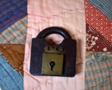 Antique Bronze and Iron Hand Made Lock (Missing Key)
