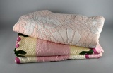 Two Hand Stitched Light Weight Quilts: Pale Pink Floral & 1920 “Dear Miss Daw”