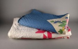 Two Hand Stitched Light Weight Quilts: Blue Bouquets & Ohio Star