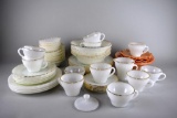 Lot of 35 White Anchor Hocking & Fire King Swirl Dishes & Six Marigold Serving Pieces