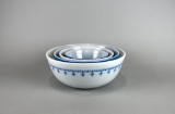 Pyrex Blue Snowflake Garland Nesting Mixing Bowls