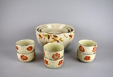 Lot of Hall's Kitchenware “Jewel Tea” Nesting Mixing Bowls & Six Hall's “Orange Poppy” Custard Bowls