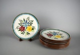 Eight Mid Century Stangl “Country Garden” Hand Painted Dinner Plates, 1950s