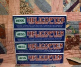 Lot of Four Hess 2001 Helicopters w/ Motorcycle and Cruiser in Original Cartons