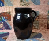 Antique Southern Stoneware 2 Gal. Churn w/ Dark Albany Slip Glaze, Strap Handle, Lot 425