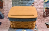 Longaberger 2001 Greeting Card Keeper Basket w/ Dividers, Liner, & Protector