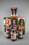 Lot of Ten Budweiser Holiday Collector's Steins 1990-1999