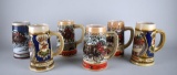 Lot of Six Budweiser Clydesdale Horse Themed Collector's Steins 1980s