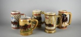 Lot of Five Ceramart Budweiser Clydesdale Horse Themed Collector's Steins, Brazil