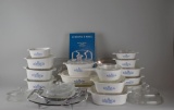 Large Lot of Mid-Century Corning Blue “Corn Flower” Cookware