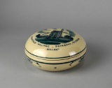 Small Greenfield Village Delft Lidded Souvenir Trinket Dish w/ Windmill Motif