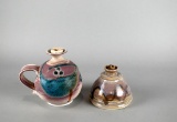 Two Small Studio Art Pottery Oil Lamps by Greg Wooten (Florida,1995) & Other