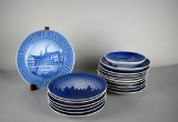 Lot of 17 Bing & Grondahl, Royal Copenhagen, and Other Blue & White Collector's Plates, Denmark