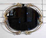 Vintage Oval Mirror with Open Scrolling Gilt Metal Frame