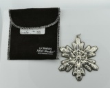 Gorham Sterling Silver 1974 Snowflake Christmas Ornament with Silver Cloth Bag