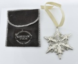Gorham Sterling Silver 1972 Snowflake Christmas Ornament with Silver Cloth Bag