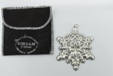 Gorham Sterling Silver 1971 Snowflake Christmas Ornament with Silver Cloth Bag