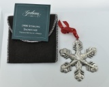 Gorham Sterling Silver 1998 Snowflake Christmas Ornament with Silver Cloth Bag