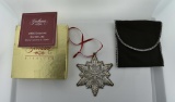 Gorham Sterling Silver 1999 Snowflake Christmas Ornament with Silver Cloth Bag & Box