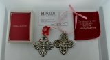 Two Reed & Barton Sterling Silver Christmas Ornament (1984 & 1988) with One Silver Cloth Bag & Box
