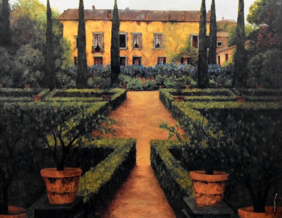 Garden Manor by Montserrat Masdeau Print on Metal with Relief Molded Metal Frame
