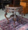 Antique Mid 19th C. Gothic Revival Lion's Head Carved Walnut Table, Burl Walnut Top, Paw Feet