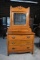 Antique Early 20th C. Oak Dresser with Mirror