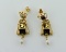 14K Gold and Pearl Earrings with Niello Decoration