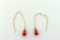 14K Gold and Pink Coral Drop Earrings