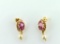 14K , Pink Sapphire & Pearl Earrings