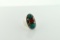 Native American Pawn Silver, Turquoise and Carnelian Ring, Size 10