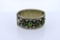 Vintage Relief Molded Silver with Green Stones Clasp Bracelet