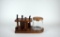 Decatur Industries Inc. Walnut Wood Pipe Stand/Humidor  & Four Pipes