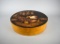 Hand Painted Folk Art Round Wood Band Box w/ Hen & Chicks by Verdier