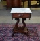 Vintage Marble Top Rosewood Side Table with Lyre Pedestal Base