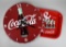 Two Coca-Cola Themed Metal Pieces: 13.5” Bottle Cap Shaped Clock & 13” Serving Tray