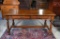 Antique Early 20th C. Oak Station Desk Trestle Table